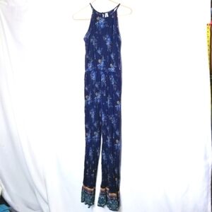 Mudd Jumpsuit size S Romper One piece keyhole back button closure blue floral S